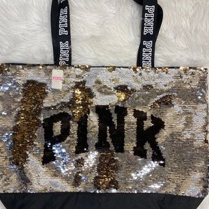 Victoria Secret PINK Flip Sequin Zipper Tote Bag